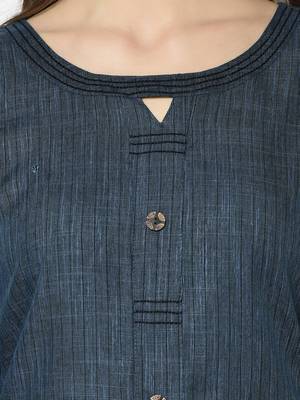 Teal Cotton Straight kurti 4