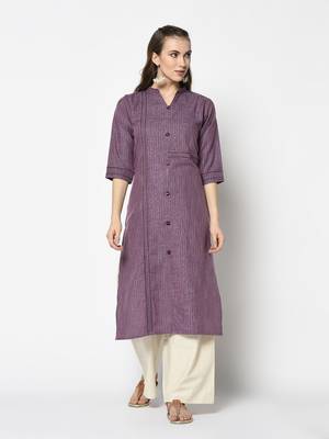  Purpal Silk Straight kurti 1