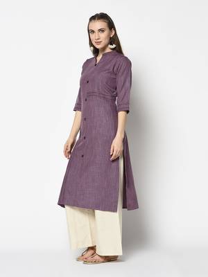  Purpal Silk Straight kurti 3