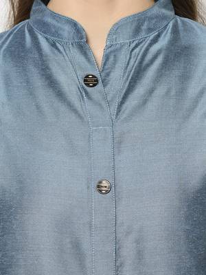 Steel Blue Cotton Straight kurti 4