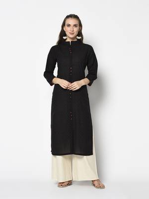 Black Cotton Straight kurti 1