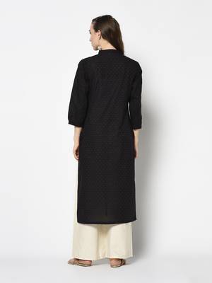 Black Cotton Straight kurti 2