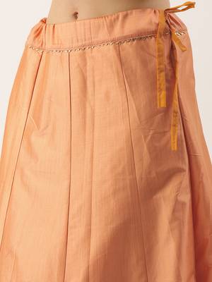Red & Copper Silk Embroidered Semi- Stitched lehenga & Unstitched Blouse with dupatta 2