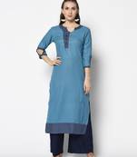 blue Cotton Straight kurti