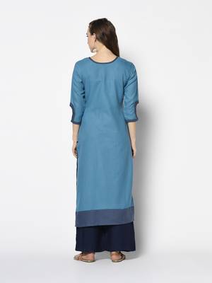 blue Cotton Straight kurti 2