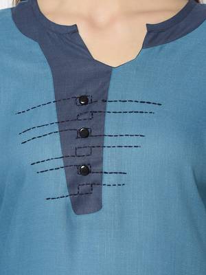 blue Cotton Straight kurti 4