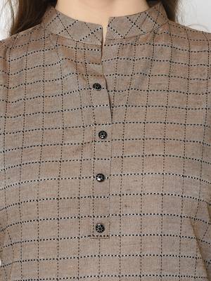 Beige Cotton Straight kurti 4