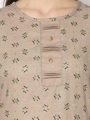 Beige Cotton Straight kurti 4