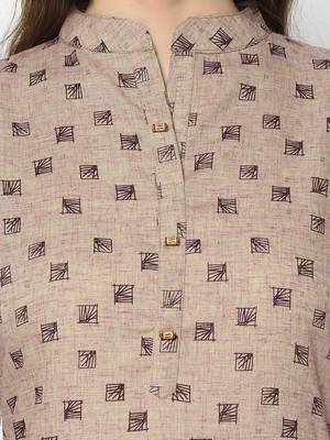 Beige Cotton Straight kurti 4