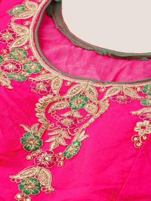 Pink color Silk Embroidered Semi-Stitched Lehenga & Unstitched Blouse With Dupatta 3