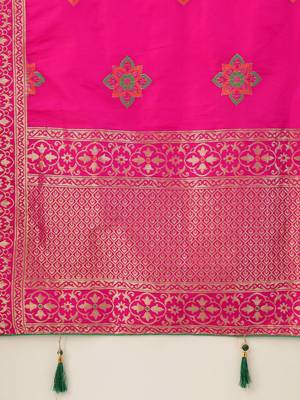 Pink color Silk Embroidered Semi-Stitched Lehenga & Unstitched Blouse With Dupatta 4