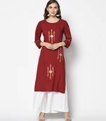 Red Rayon Straight kurti