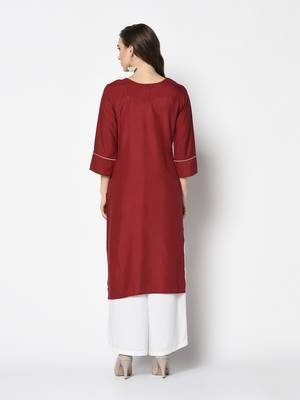 Red Rayon Straight kurti 2