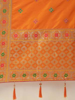 Green & Red color Silk Embroidered Semi-Stitched Lehenga & Unstitched Blouse With Dupatta 4