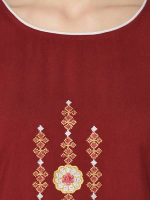 Red Rayon Straight kurti 4