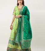 Green color Silk Embroidered Semi-Stitched Lehenga & Unstitched Blouse with Dupatta