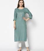 Green Rayon Straight kurti