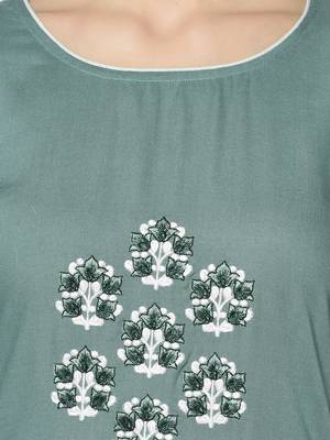 Green Rayon Straight kurti 4