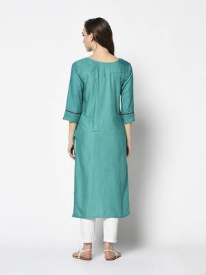 Sea green Rayon Straight kurti 2