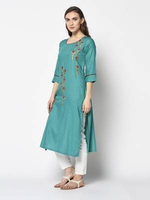 Sea green Rayon Straight kurti 3