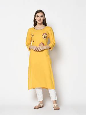 Yellow Rayon Straight kurti 1