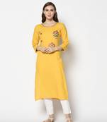 Yellow Rayon Straight kurti
