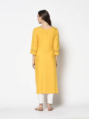 Yellow Rayon Straight kurti 2