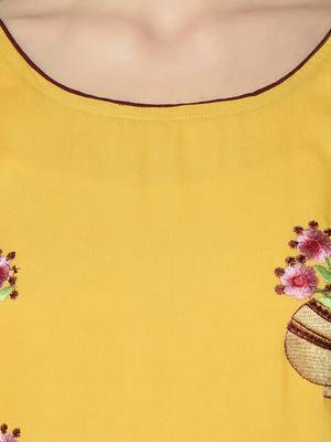 Yellow Rayon Straight kurti 4