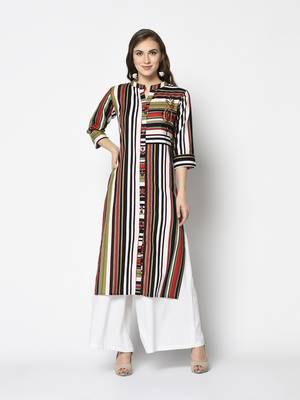 Multicoloured Cotton Straight kurti 1