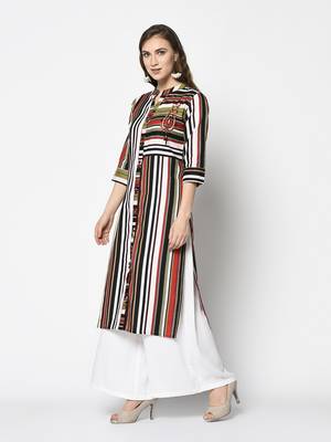 Multicoloured Cotton Straight kurti 3