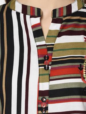 Multicoloured Cotton Straight kurti 4
