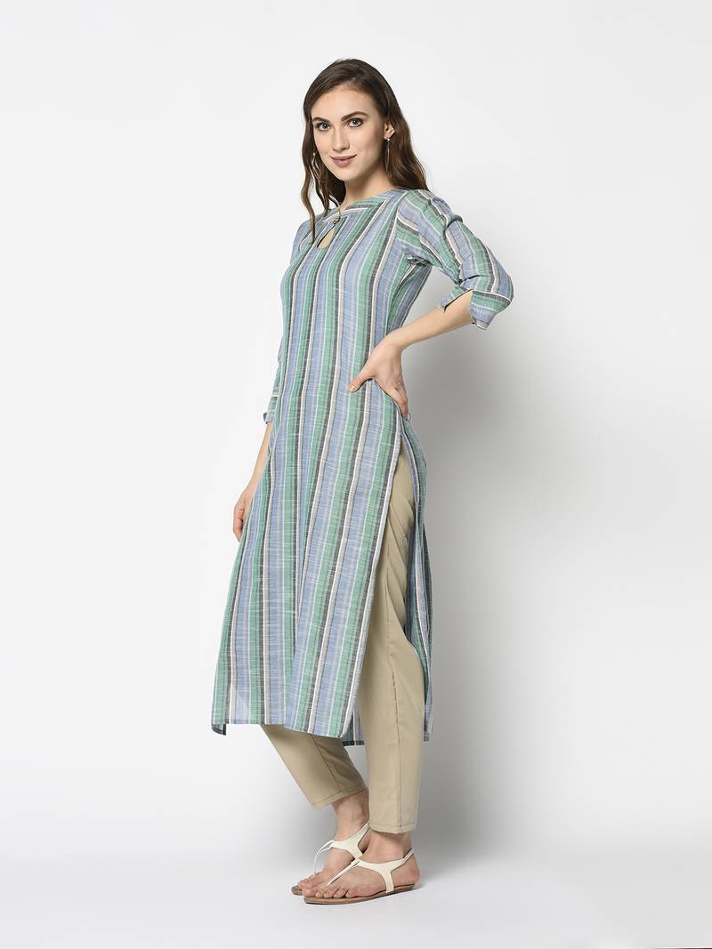Multi Cotton Straight kurti - kvsfab - 3363516