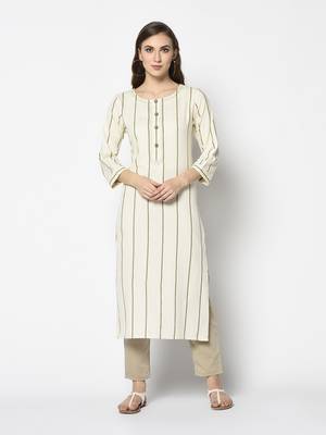 White Cotton Straight kurti 1