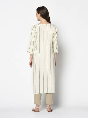 White Cotton Straight kurti 2