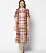 Multicoloured Cotton Straight kurti