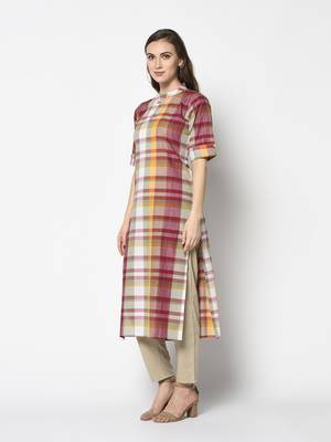 Multicoloured Cotton Straight kurti 3
