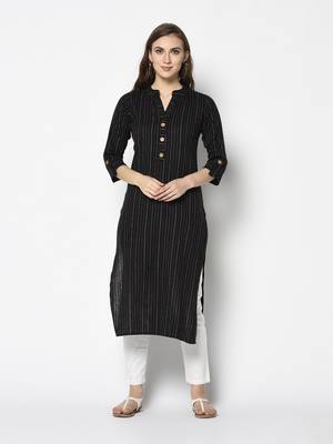 Black Cotton Straight kurti 1