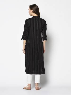 Black Cotton Straight kurti 2
