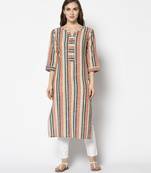 Multicoloured Cotton Straight kurti