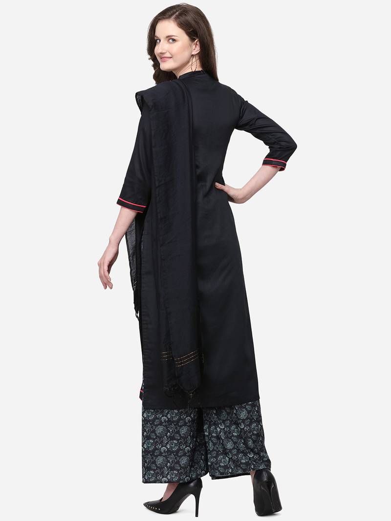 Black - Phulia Jamdani Handloom Woven Ginni Work Matka Silk 3pc Unstitched Dress Material 03