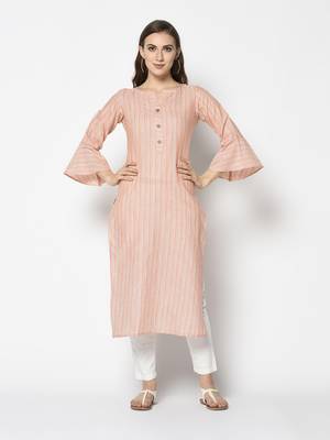 Orange Cotton Straight kurti 1