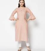 Orange Cotton Straight kurti