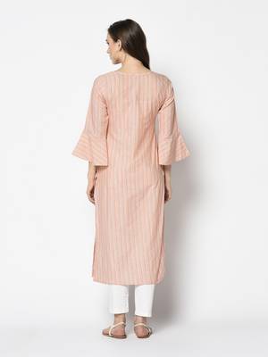 Orange Cotton Straight kurti 2