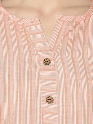 Orange Cotton Straight kurti 4