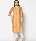 Orange Cotton Straight kurti