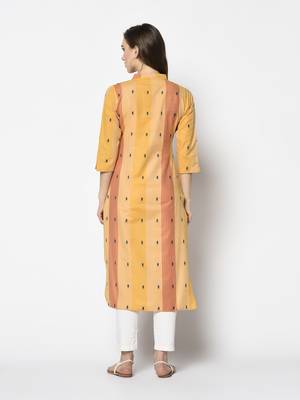 Orange Cotton Straight kurti 2