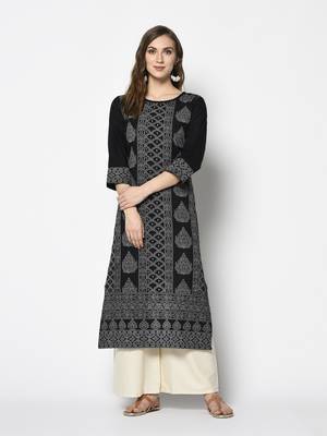 Black Cotton Straight kurti 1