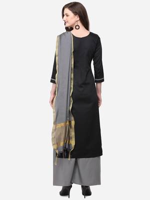 Black & Grey Color Swarosvki Work Unstitched Dress Material 2