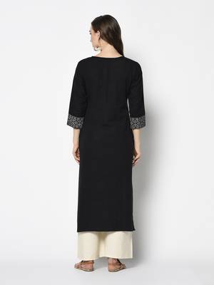 Black Cotton Straight kurti 2