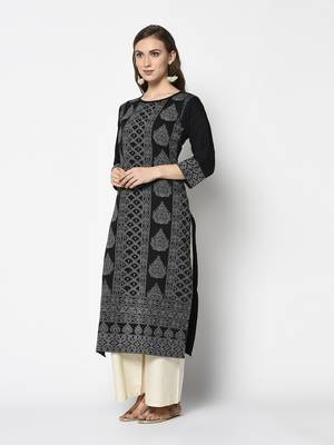 Black Cotton Straight kurti 3